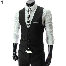 Load image into Gallery viewer, Men's Classic Formal Business Slim Fit Chain Dress Vest Suit Tuxedo Waistcoat