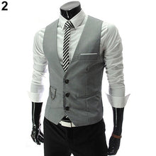 Load image into Gallery viewer, Men's Classic Formal Business Slim Fit Chain Dress Vest Suit Tuxedo Waistcoat